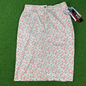 Vintage SK Wear Red Dainty Floral High Waisted Pencil Straight Skirt Sz 12